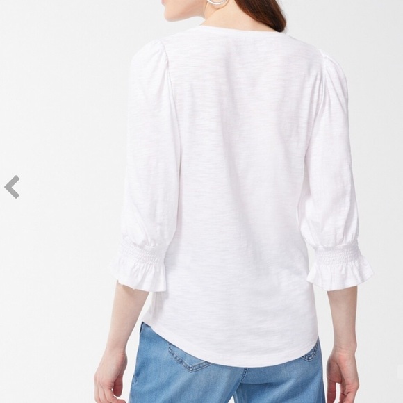 CHICO’S Women’s Cotton Slub Ruffle Cuff Tee Size 3 - Picture 3 of 9